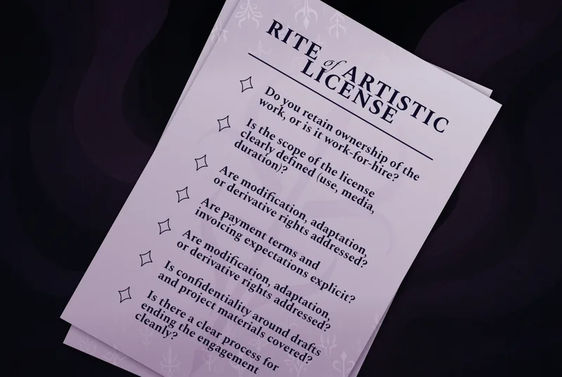 Rite of Artist License checklist